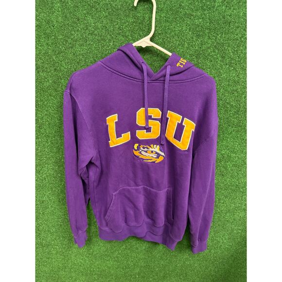 LSU Louisiana State University Pullover Purple & Yellow Hoodie Sweatshirt Sz M - Picture 1 of 4
